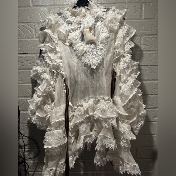 New Authentic Zimmermann Crush Heart Trim Long Sleeve Minidress Size Medium - Picture 6 of 13